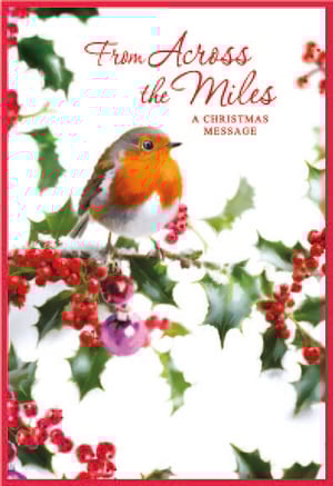 a christmas card that says from across the miles