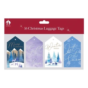 a package of 16 christmas luggage tags that say merry christmas