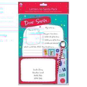 a pack of letters to santa includes a sticker sheet and pencil