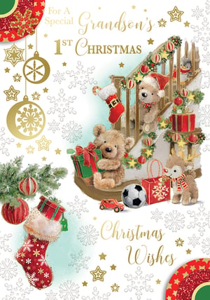 a christmas card for a special grandson 's first christmas