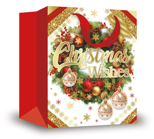 a christmas wishes bag with a wreath on it