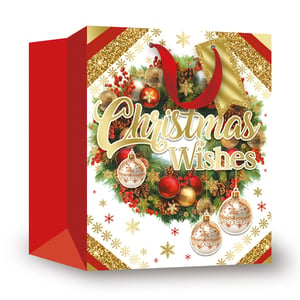 a christmas wishes bag with a wreath on it