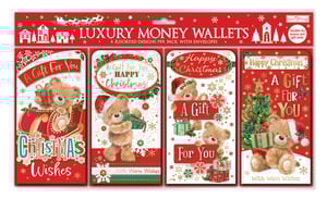 a pack of luxury money wallets with teddy bears on them