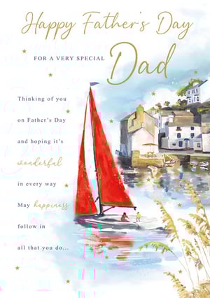 a father 's day card with a sailboat on it