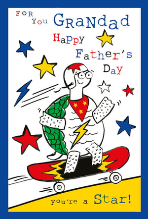 a father 's day card with a turtle on a skateboard