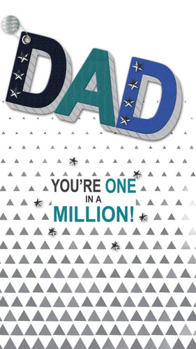 a father 's day card that says dad you 're one in a million
