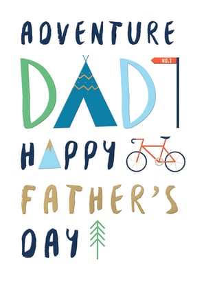 a greeting card for father 's day that says adventure dad happy father 's day