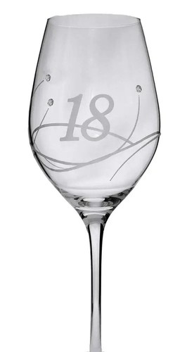 a wine glass with the number 18 on it
