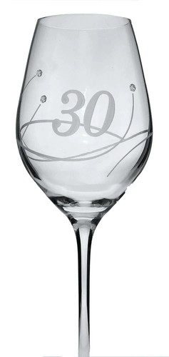 a wine glass with the number 30 on it