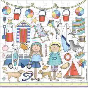 a puzzle with a girl and a boy on it