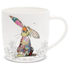 a mug with a colorful rabbit on it