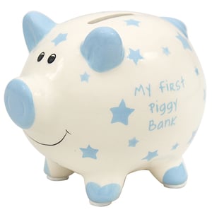 a piggy bank that says my first piggy bank on it