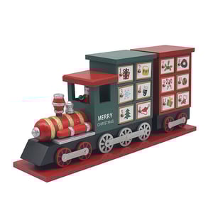 a wooden train that says merry christmas on it