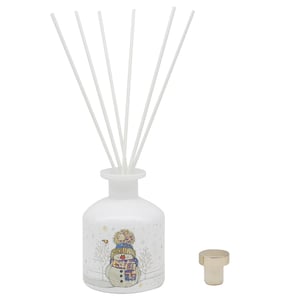 a white bottle with a snowman on it