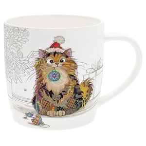 a mug with a cat wearing a santa hat