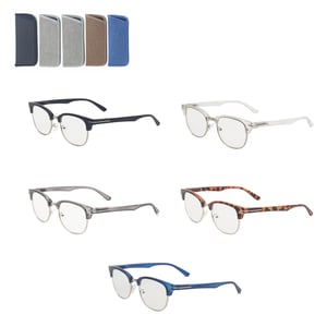 four different pairs of glasses are displayed on a white background
