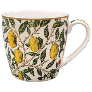 a mug with a lemon tree design on it