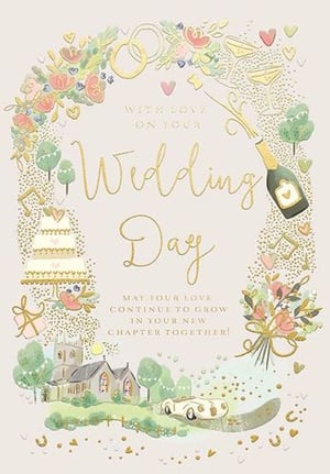 with love on your wedding day may your love continue to grow in your new chapter together !