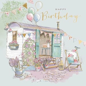 Discover the charm of Ling's 'Open Birthday Female' card, a truly delightful choice for any special woman. This picturesque design features an idyllic shepherd's hut, beautifully adorned with celebratory bunting and balloons. Surrounded by an abundance of pretty flowers, a cosy deckchair, and a welcoming interior with a birthday cake, it evokes a sense of peaceful celebration. The gentle pastel palette and intricate details create a warm, inviting scene, perfect for sending heartfelt birthday wishes. Available in a convenient pack of 6, this card is a wonderful addition to your greeting card selection, ready to bring joy to your customers.