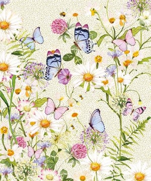 a seamless pattern of butterflies and flowers on a white background .