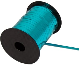 a spool of blue ribbon with a hole in the middle