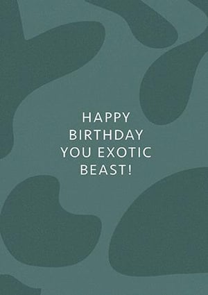 it is a birthday card that says `` happy birthday you exotic beast ! ''