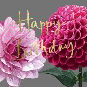 a birthday card with pink and red flowers and the words happy birthday