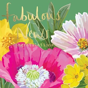 a congratulations card with a bunch of flowers on it