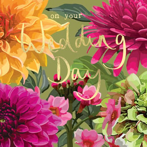 a wedding card with flowers and the words on your wedding day