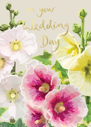 a wedding card with flowers and the words on your wedding day