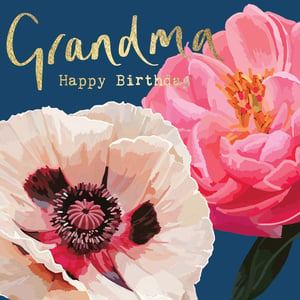 a birthday card for grandma with pink and white flowers