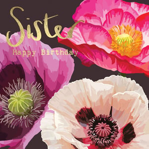 a birthday card for a sister with flowers and the words sister happy birthday