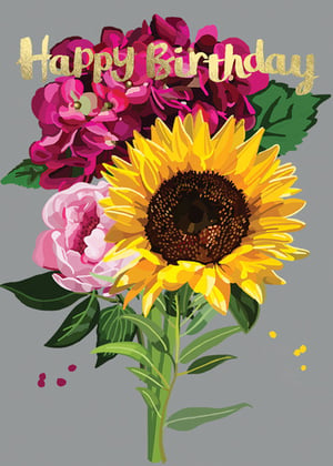a birthday card with flowers and the words happy birthday