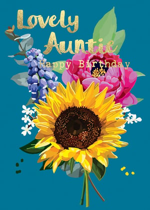 a birthday card for a lovely auntie with flowers