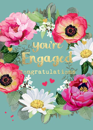 a greeting card that says you 're engaged congratulations