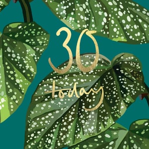 the number 30 is on a green background with leaves