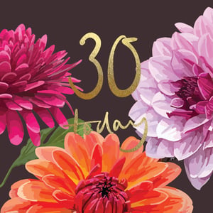 a birthday card with flowers and the number 30