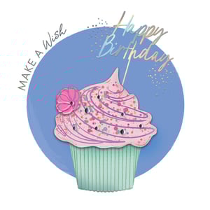 a birthday card with a cupcake and the words make a wish happy birthday