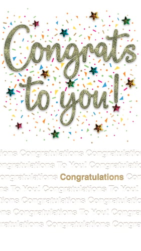 a congratulations to you card with sprinkles and stars