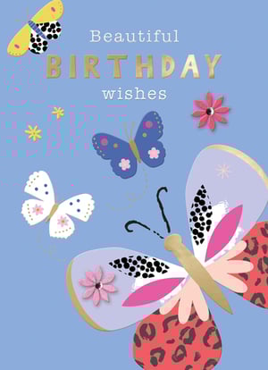 a beautiful birthday wishes card with butterflies and flowers