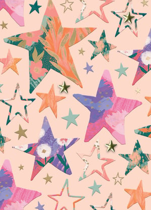 a seamless pattern of colorful stars on a pink background