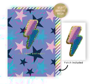 a birthday card with a lightning bolt on it that says it 's your birthday