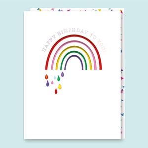 a birthday card with a rainbow and the words happy birthday to you