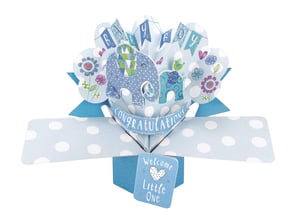 a baby boy card that says welcome little one
