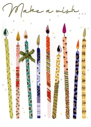a birthday card with candles and the words make a wish