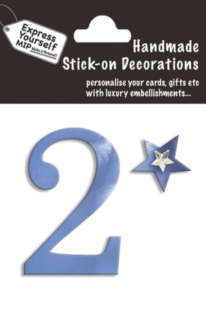 a package of handmade stick-on decorations with the number 2