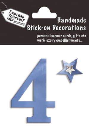 a package of handmade stick-on decorations with the number four