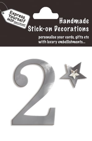 a package of handmade stick-on decorations with the number 2
