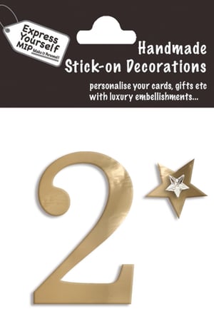 a package of handmade stick-on decorations with the number 2