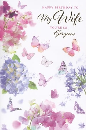A card that says "to my beautiful wife with love."